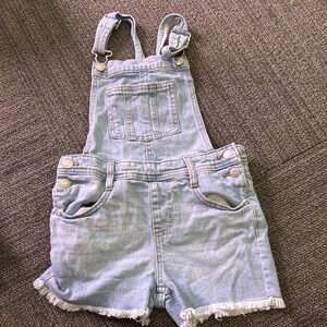 Cat & Jack Blue Denim Overalls with Frayed Hem